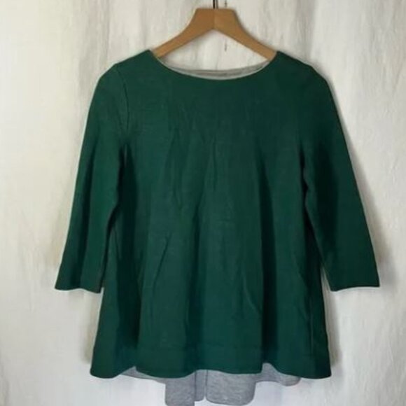 COS Please Back Tunic Top Dark Forest Green with Gray Interior Small EUC - Picture 4 of 8